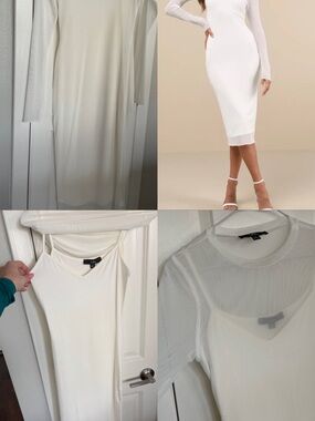 Lulu's White Long-Sleeve Midi Bodycon Dress- Wedding Edition